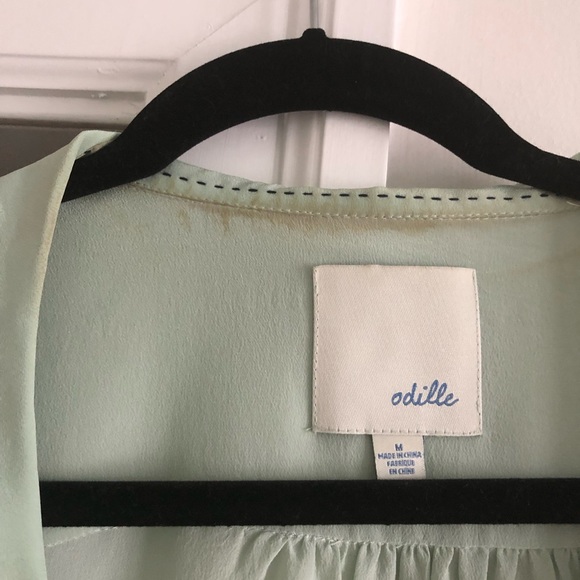 Anthropologie mint green tie blouse button down - Picture 2 of 3